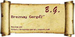 Breznay Gergő névjegykártya